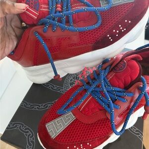 Versace Red and Blue Athletic Shoes